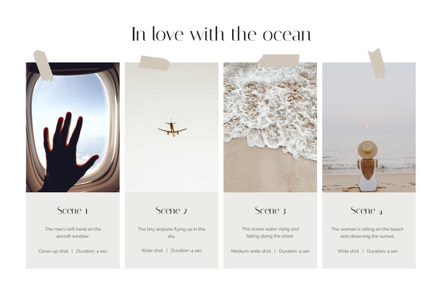 Summer Vacation Inspiration with Plane and Sea Storyboard Design Template