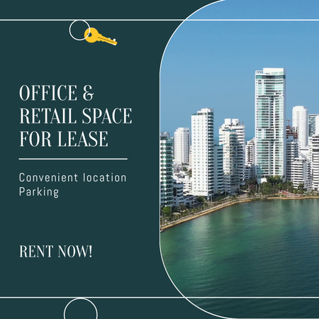 Platilla de diseño Office And Retail Spaces At Waterfront For Lease Offer Animated Post