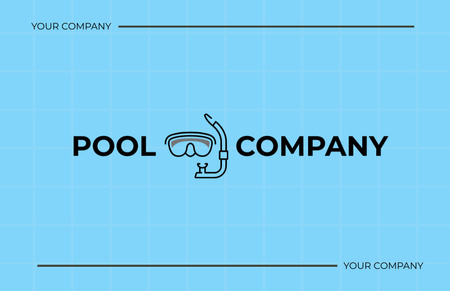 Emblem of Pool Care Company Business Card 85x55mm Design Template