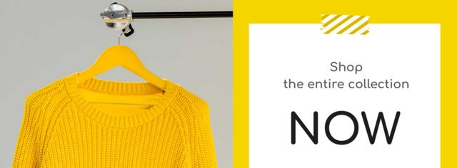 Entire Collection Annoucement with Yellow Sweater Facebook coverデザインテンプレート