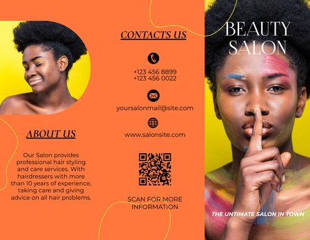 Proposta de salão de beleza com jovem afro-americana Brochure 8.5x11in Modelo de Design