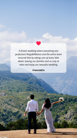 Ontwerpsjabloon van Instagram Story van Advertentie voor een huwelijksbureau met een stel dat geniet van het uitzicht op de bergen