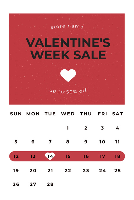 Ontwerpsjabloon van Pinterest van Valentine's Day Weekly Sale