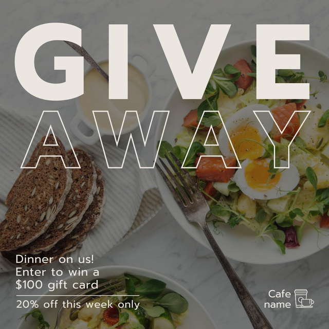 Food Giveaway Announcement with Tasty Dish Instagram Modelo de Design