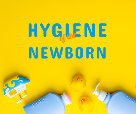 Hygiene of Newborn Ad with Baby Bottles Large Rectangle Design Template