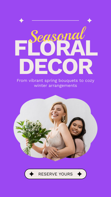 Offer Seasonal Floral Decor and Bouquets Instagram Story Design Template