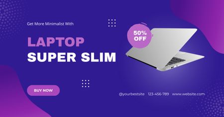Super-Slim Notebook Discount Announcement Facebook AD – шаблон для дизайну