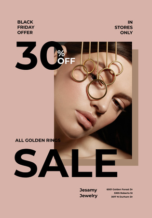 Jewelry Sale with Shiny Rings Poster 28x40in Design Template