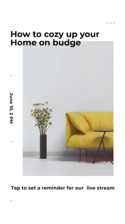 Home Decor Live Stream Ad with Stylish Sofa Instagram Story Modelo de Design