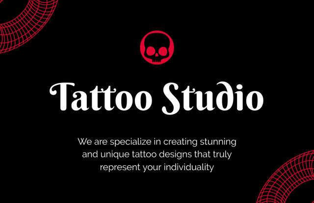 Designvorlage Unique Tattoo Studio Services Offer für Business Card 85x55mm