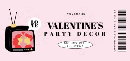 Ontwerpsjabloon van Coupon Din Large van Valentijnsdag Party Decor Sale met koppel