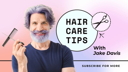Vlog de dicas e truques para cuidar dos cabelos com cabeleireiro YouTube intro Modelo de Design