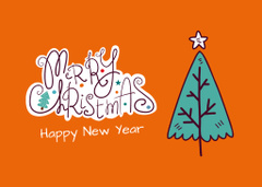 Christmas and New Year with Lovely Holiday Tree Illustration