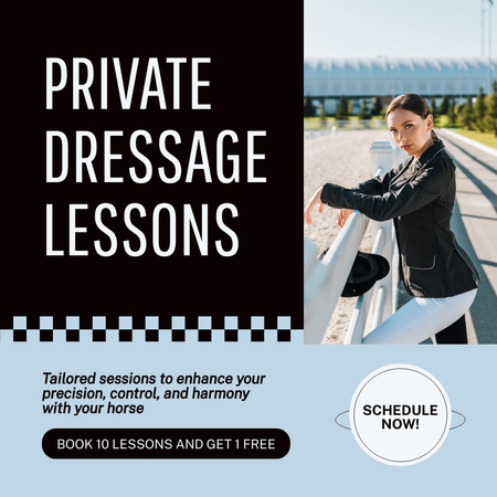 Luxurious Dressage Lessons In Riding School Offer Instagram Design Template