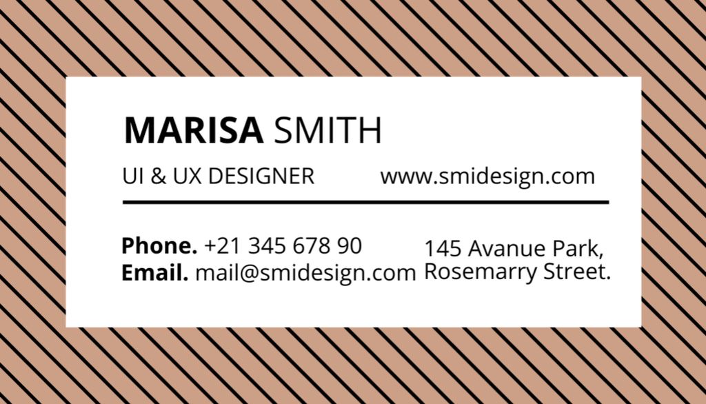 Designer Contact Details On Striped Business Card US – шаблон для дизайну