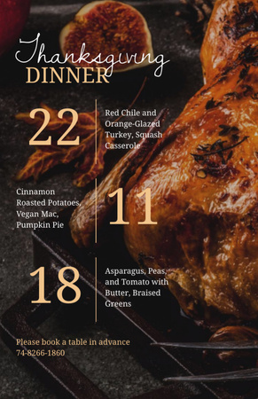 Designvorlage Thanksgiving Dinner With Turkey für Invitation 5.5x8.5in