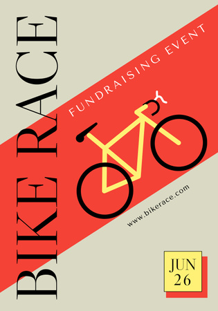 Charity Bike Ride Announcement with Bicycle in Red Poster 28x40in Design Template