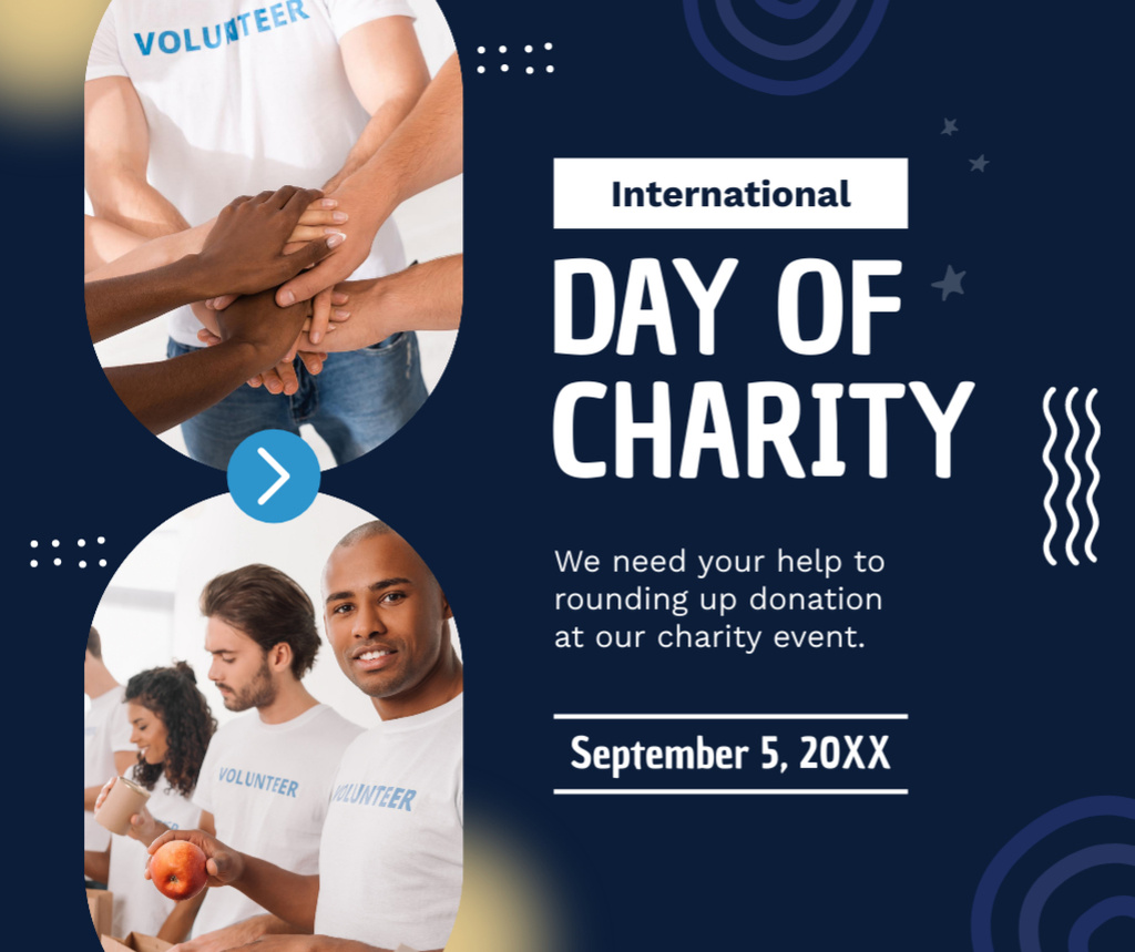 Charity Day Announcement on Blue Facebook Tasarım Şablonu