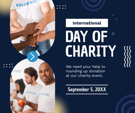 Charity Day Announcement on Blue Facebook Design Template