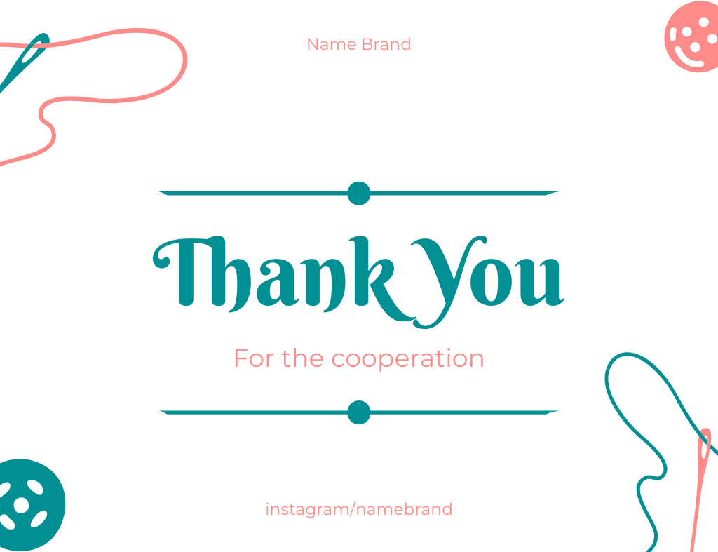 Thank You for Cooperation with Our Brand Thank You Card 5.5x4in Horizontal Design Template