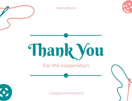 Craft Brand And Gratitude For Cooperation Thank You Card 5.5x4in Horizontal Design Template