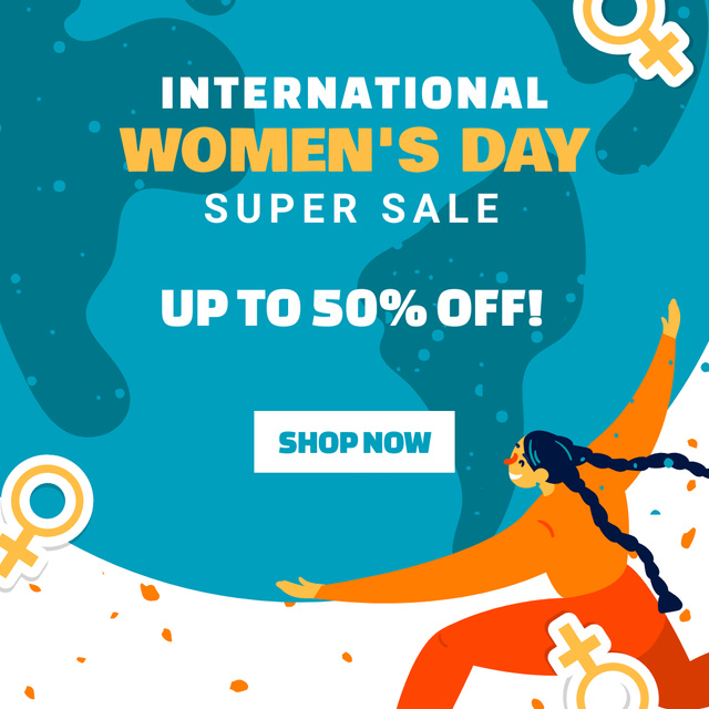 Designvorlage Super Sale on International Women's Day für Instagram