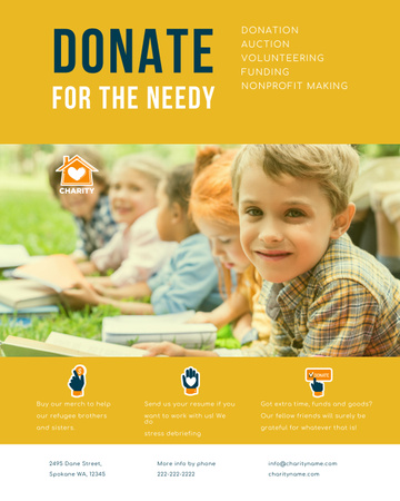 Donate To Help Kids Ad on Yellow Poster 16x20in Design Template