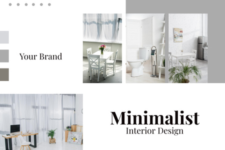 Minimalist Design in Grey Colors Mood Board Design Template
