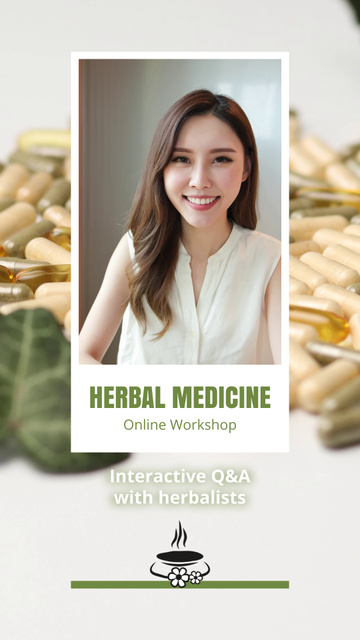 Herbal Medicine Online Workshop With Capsules And Pills TikTok Video Modelo de Design