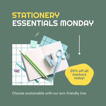 Monday Deals On Stationery Essentials Instagram AD Design Template