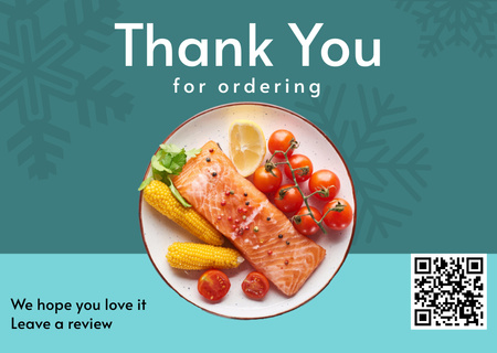 Tasty Dish with Salmon and Tomatoes Card Design Template