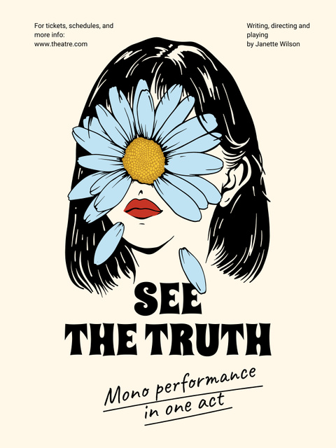 Plantilla de diseño de Theatrical Show Announcement with Woman and Flower Poster 36x48in 