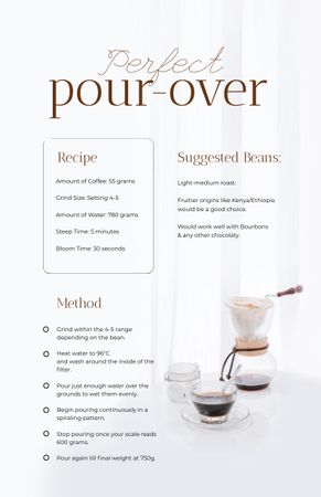 Pour-over Cooking Steps Recipe Card tervezősablon