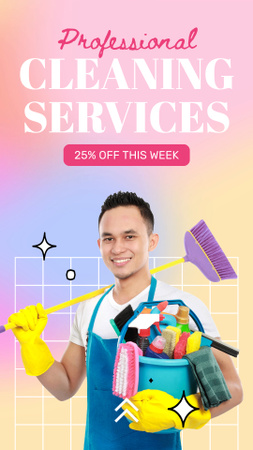 High Standard Cleaning Service With Supplies And Discount Instagram Video Story Design Template