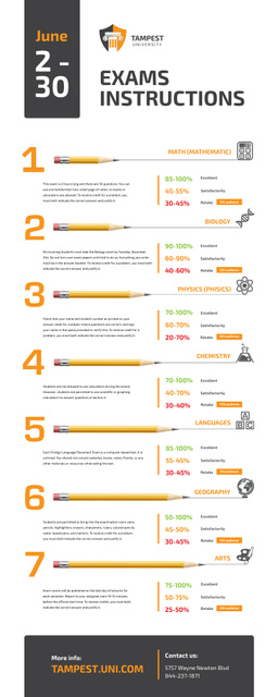 Template di design Education infographics with Exams instructions Infographic