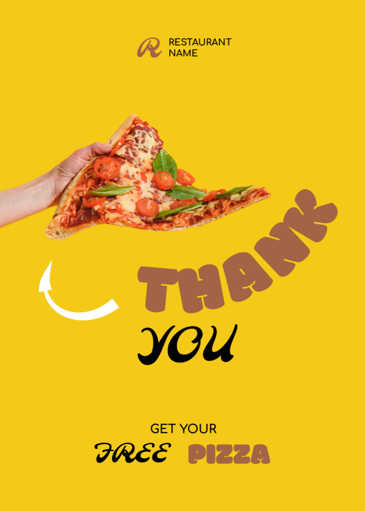Designvorlage Gratitude for Waiting the Order in Pizza Restaurant für Postcard 5x7in Vertical