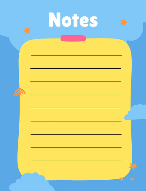 Ontwerpsjabloon van Notepad 107x139mm van Personal Planner And Journal with Cute Clouds Illustration