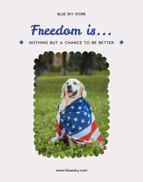 USA Independence Day Celebration with Retriever Poster 22x28in Design Template