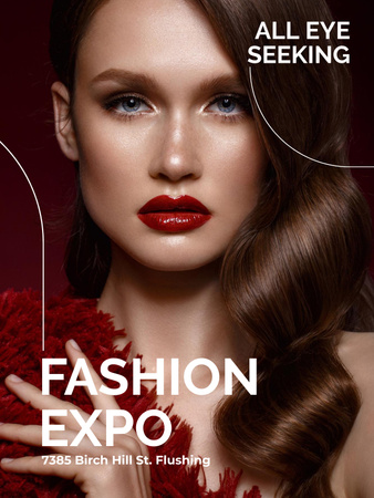 Promo of Fashion Exhibition with Beautiful Woman Poster US Design Template