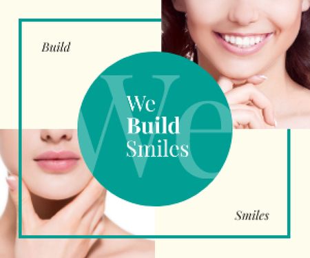 Dental Clinic Ad with Female Smile with White Teeth Medium Rectangle Design Template