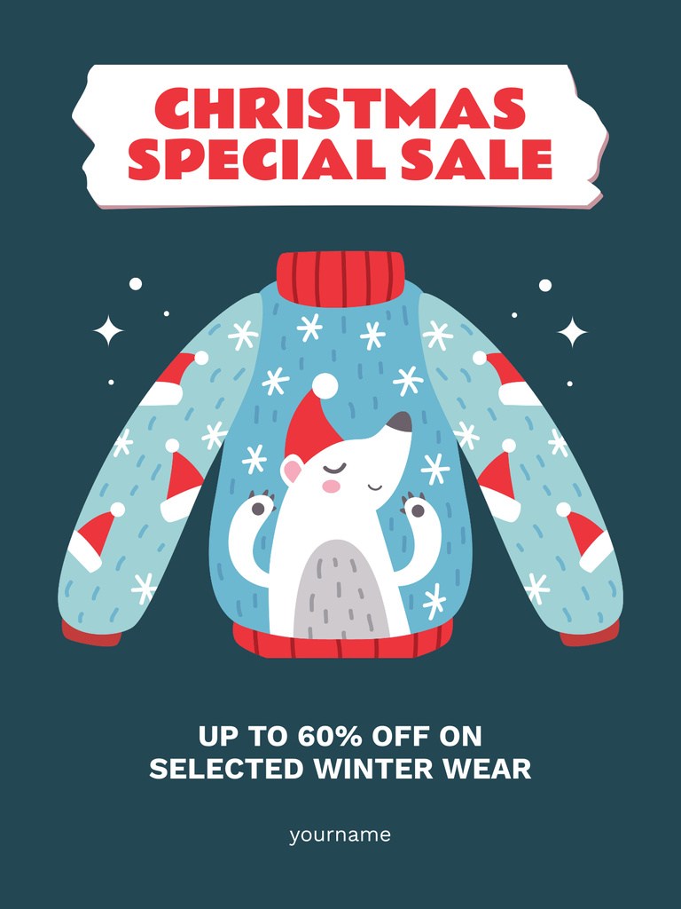 Christmas Sale of Winter Wear Blue Poster USデザインテンプレート