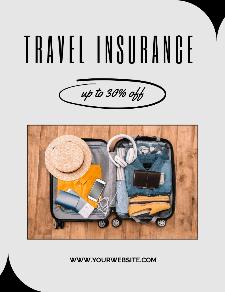 Plantilla de diseño de Travel Insurance Offer for Vacation Flyer 8.5x11in 