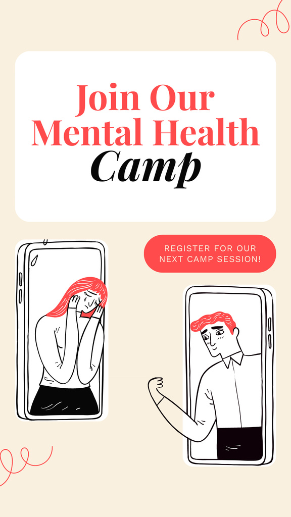 Designvorlage Mental Health Support Camp für Instagram Story