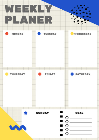 Weekly Planner on Memphis Pattern Schedule Planner Design Template
