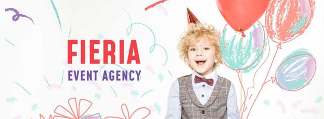 Modèle de visuel Event Agency Services Offer with Cute Kid - Facebook cover