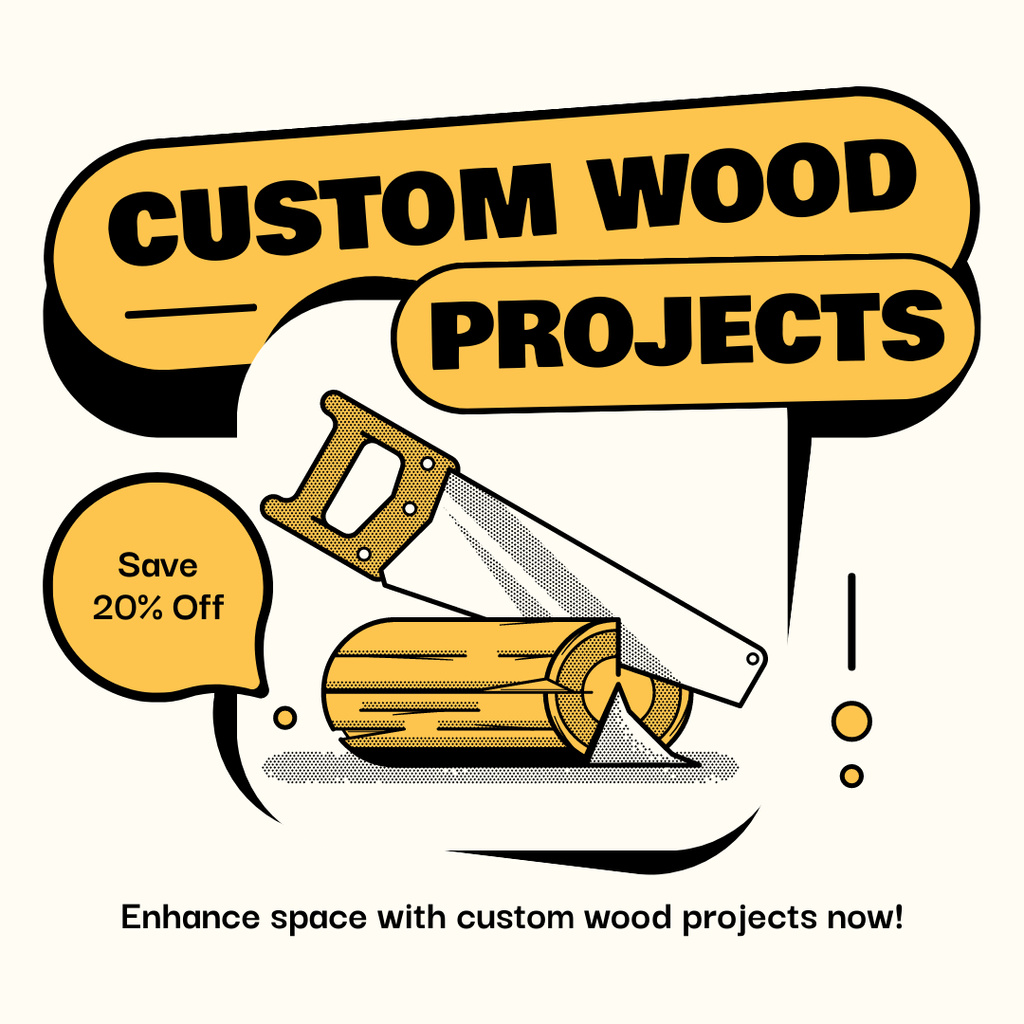 Offer of Custom Wood Projects with Illustration Instagramデザインテンプレート