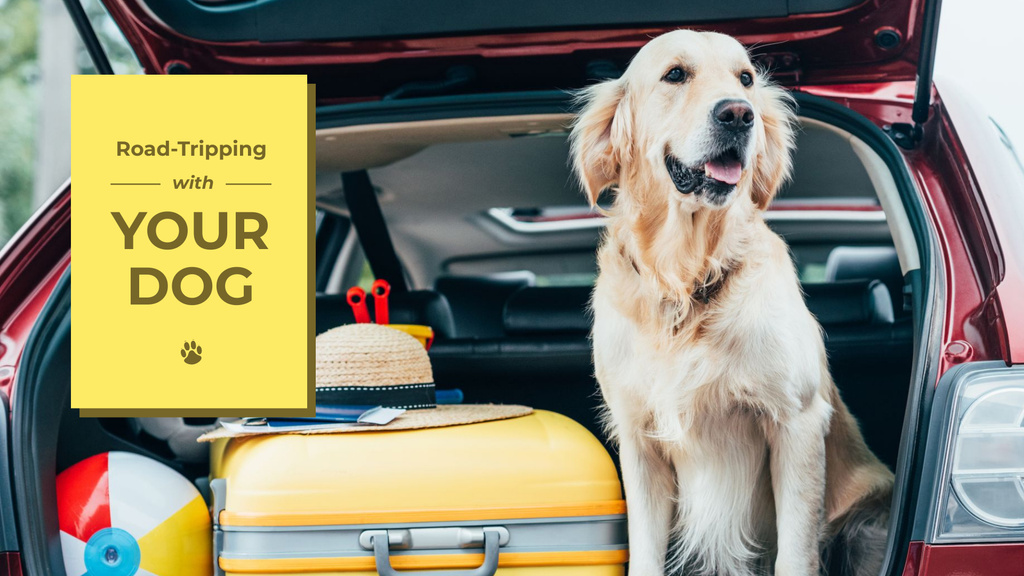 Lovely Road Tripping With Dog Promotion Presentation Wide Design Template