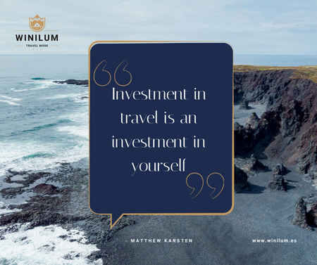 Travel Quote on Rocky Coast View Facebook Design Template