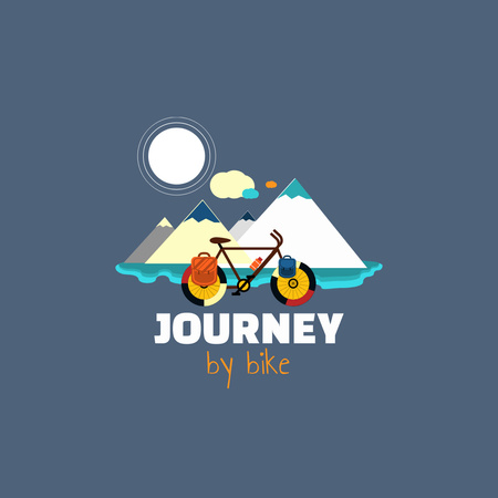 Modèle de visuel illustration du vélo dans les montagnes - Logo