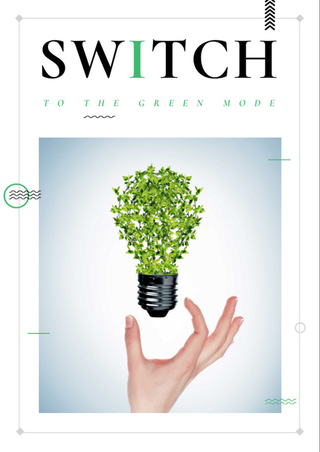 Eco Light Bulb with Green Leaves Flyer A6 tervezősablon